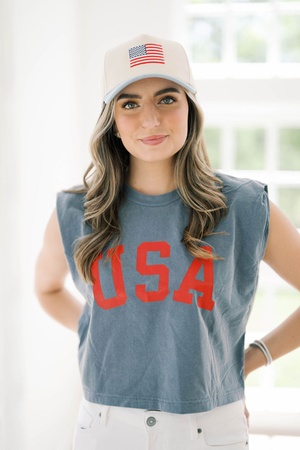 American Flag Canvas Hat