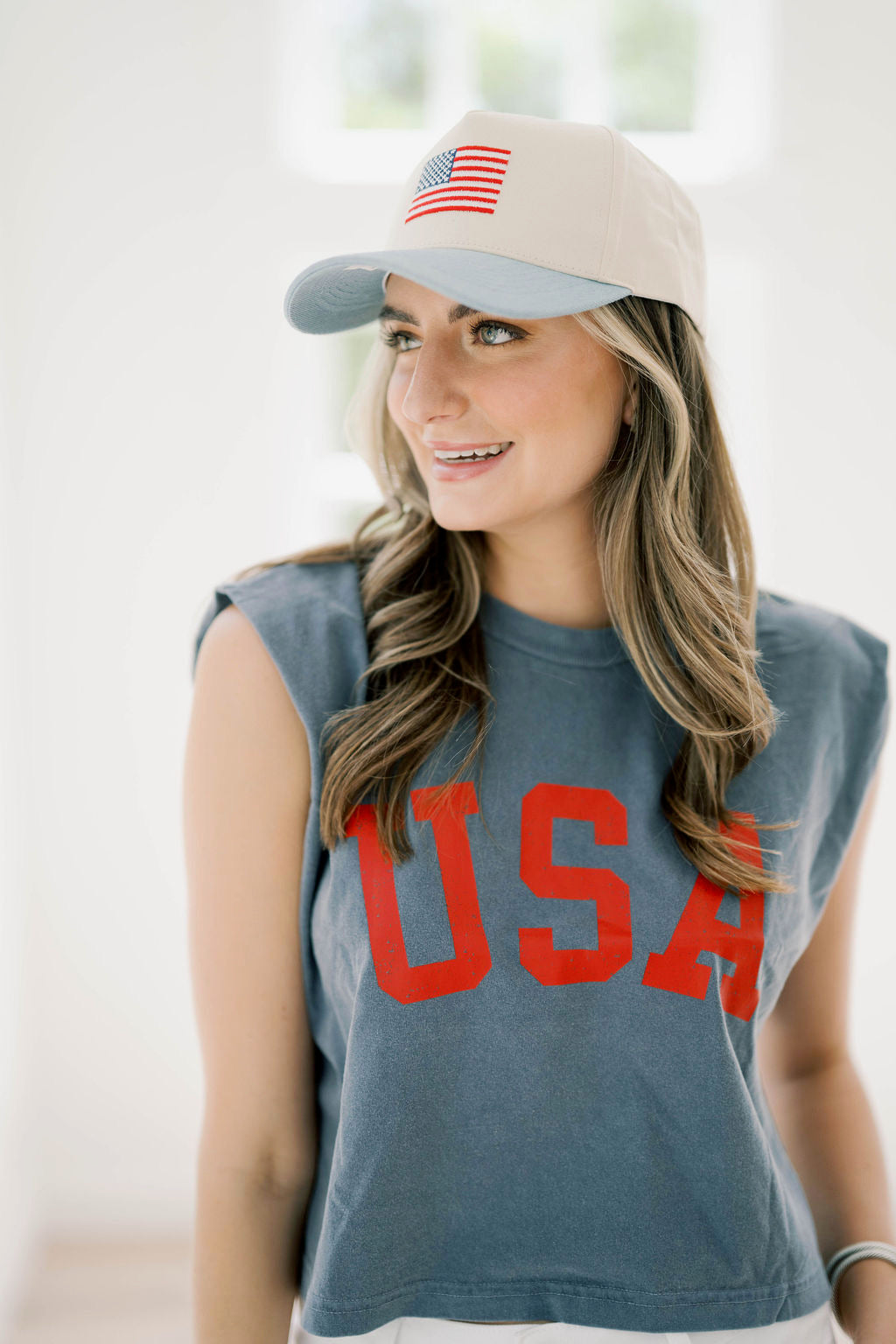 American Flag Canvas Hat