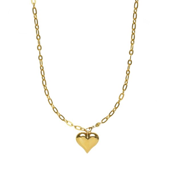 Adjustable Gold Puffy Heart Necklace - Jewelry - Necklaces - Brenda Grands Jewelry