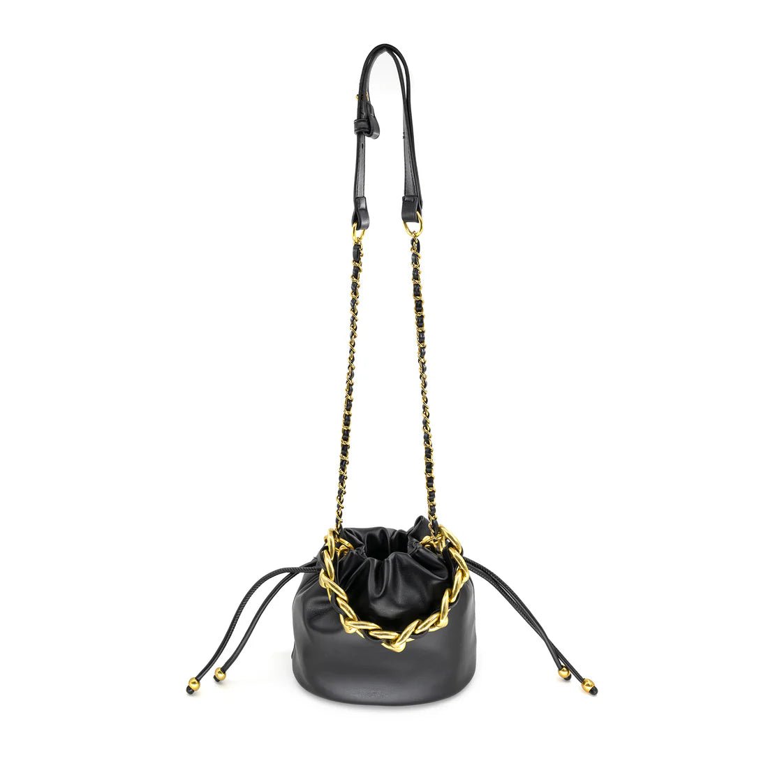 Black Gold Chain Bucket Crossbody Bag - Accessories - Purses & Handbags - BC Bags