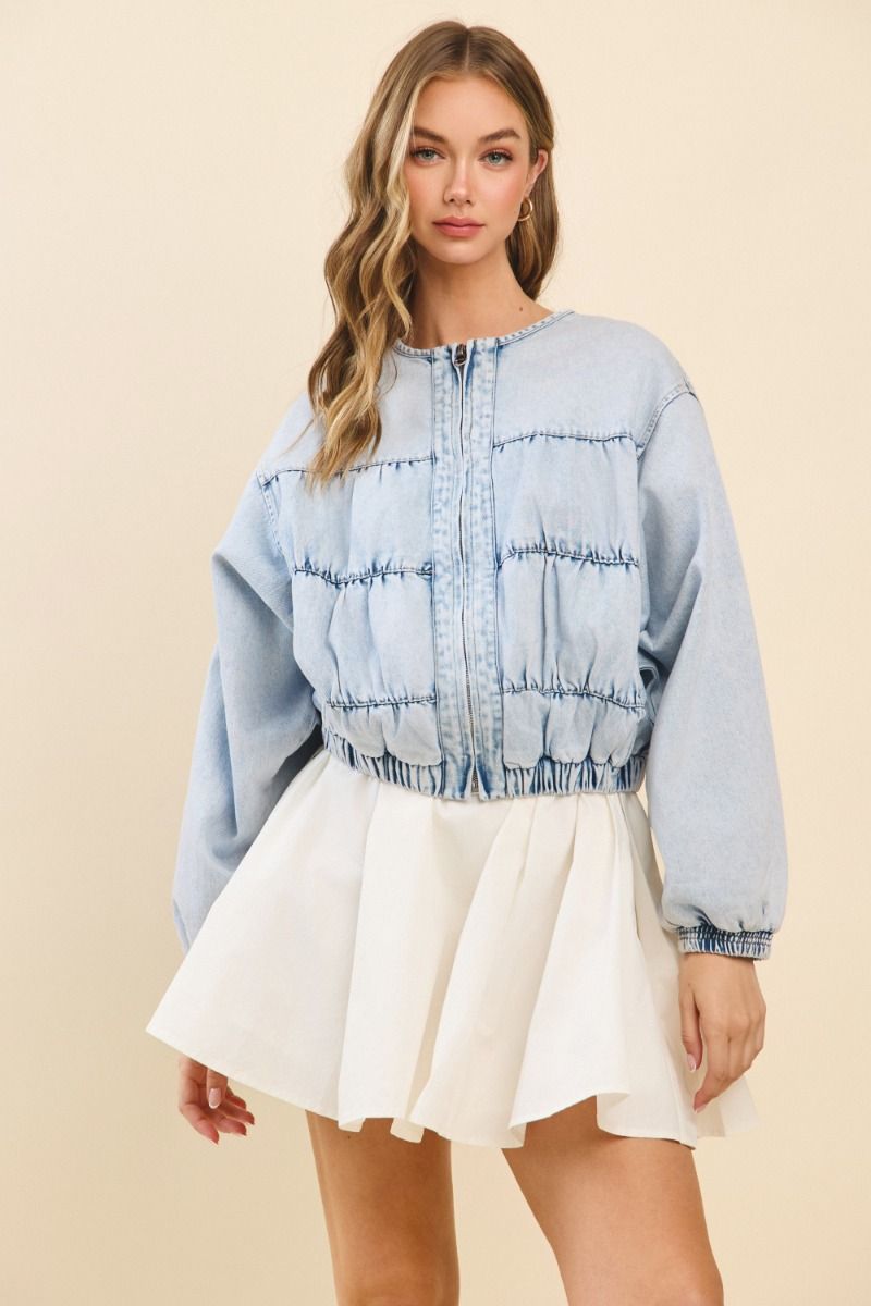 Center Stage Denim Oversized Zipper Jacket - Outerwear - Jackets - TCEC