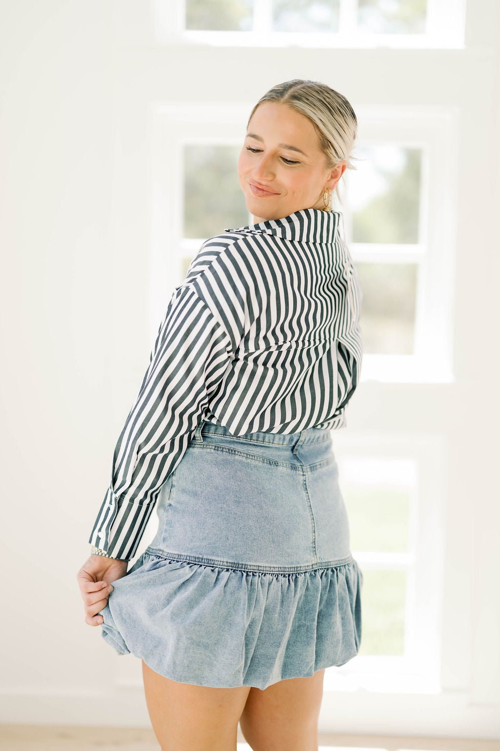 Cuddle Season Bubble Denim Skirt - Bottoms - Skirts - Blue B