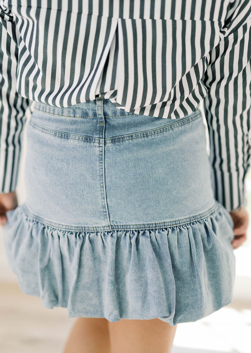 Cuddle Season Bubble Denim Skirt - Bottoms - Skirts - Blue B