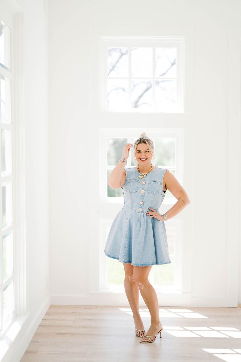 Dance Away Dress - Lola & Co. Boutique Large / Light Denim Dance Away Dress - Lola & Co. Boutique Large / Light Denim
