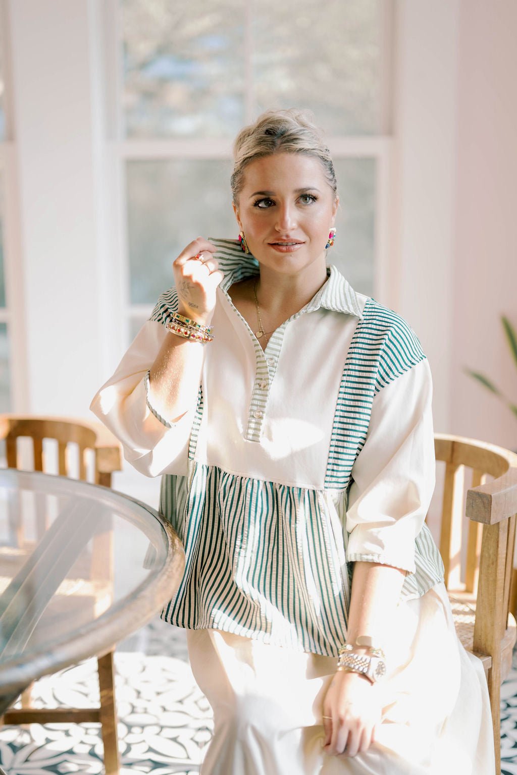 Days Off Flowy Striped Top - Tops - Blouses - She & Sky