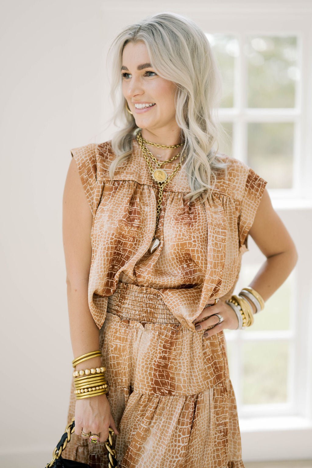 Fall Frenzy Croc Cropped Top - Tops - Blouses - Adrienne
