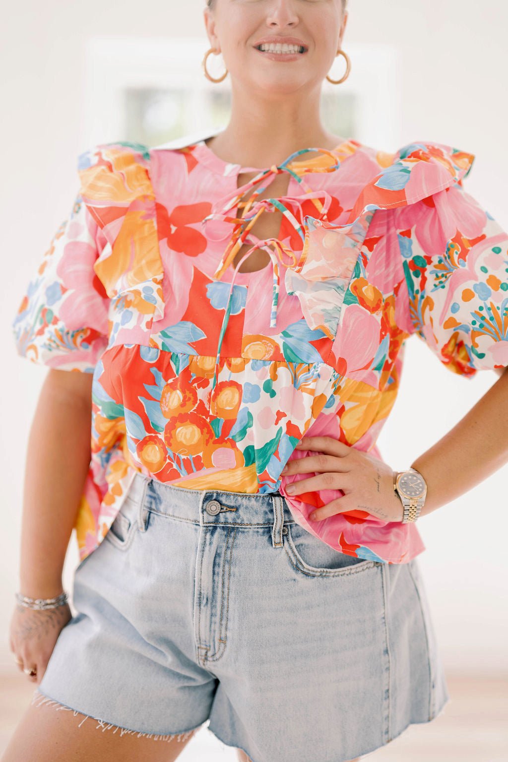 Gardenscapes Short Sleeve Top - Tops - Blouses - Adrienne