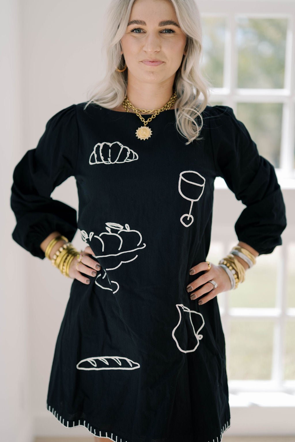 Giving Thanks Embroidered Mini Dress - Dresses - Able