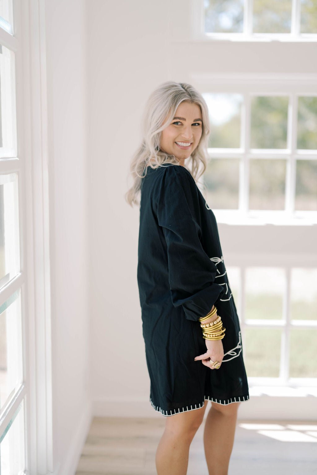 Giving Thanks Embroidered Mini Dress - Dresses - Able