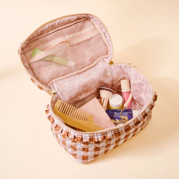 Glam & Go Quilted Cosmetic Bag - Maple Gingham - Accessories - Travel - Darling Effect
