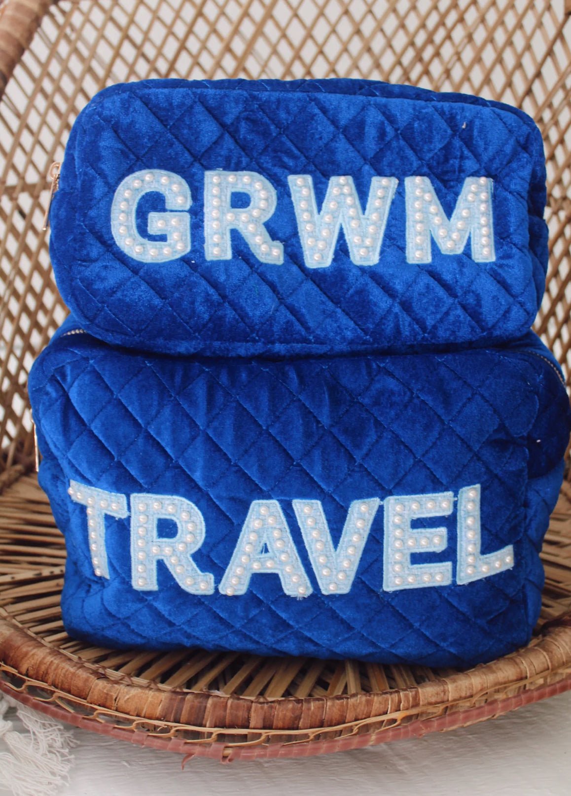 GRWM Blue Velvet Large Travel Bag - Accessories - Travel - Kenz Kustomz