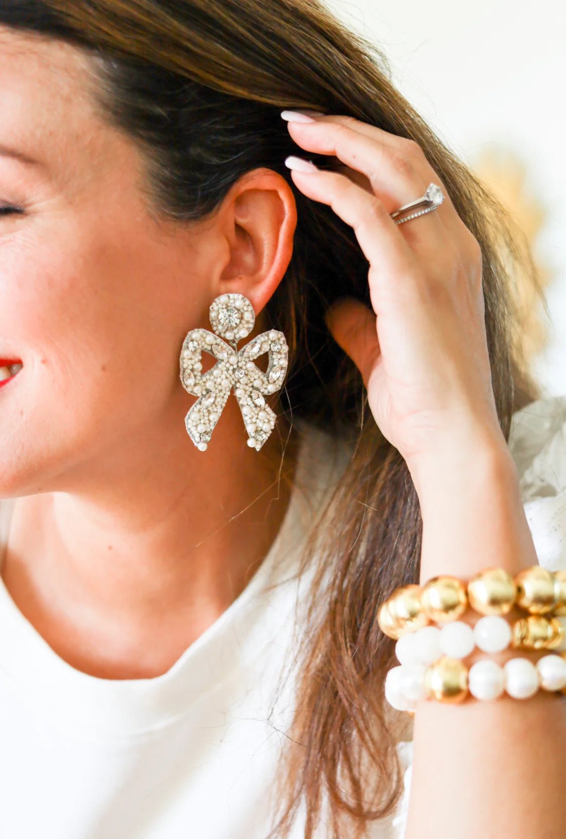Hayley Pearl Bow Earrings - Jewelry - Earrings - Gaby & Grace