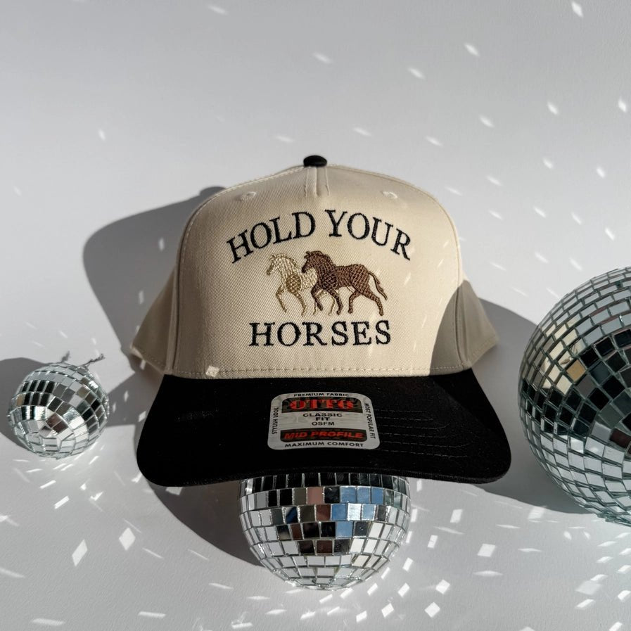 Hold Your Horses Embroidered Canvas Trucker Hat - Accessories - Hats - Coco & Rho