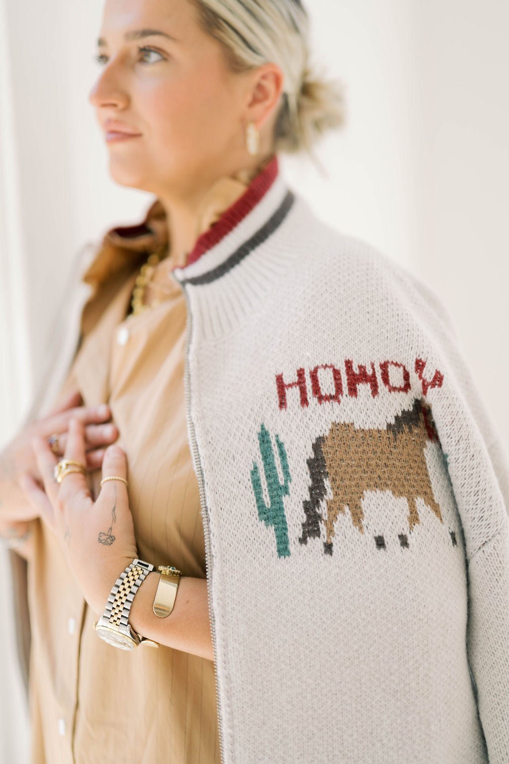 Howdy Y'all Cowgirl Sweater Jacket - Tops - Sweaters - Le Lis