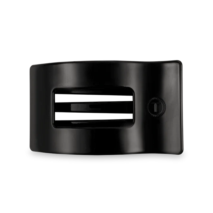 TELETIES - Jet Black Medium Flat Rectangle Hair Clip