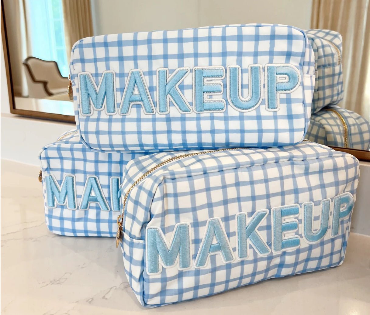 MAKEUP Blue Trellis Large Travel Bag - Accessories - Travel - Kenz Kustomz