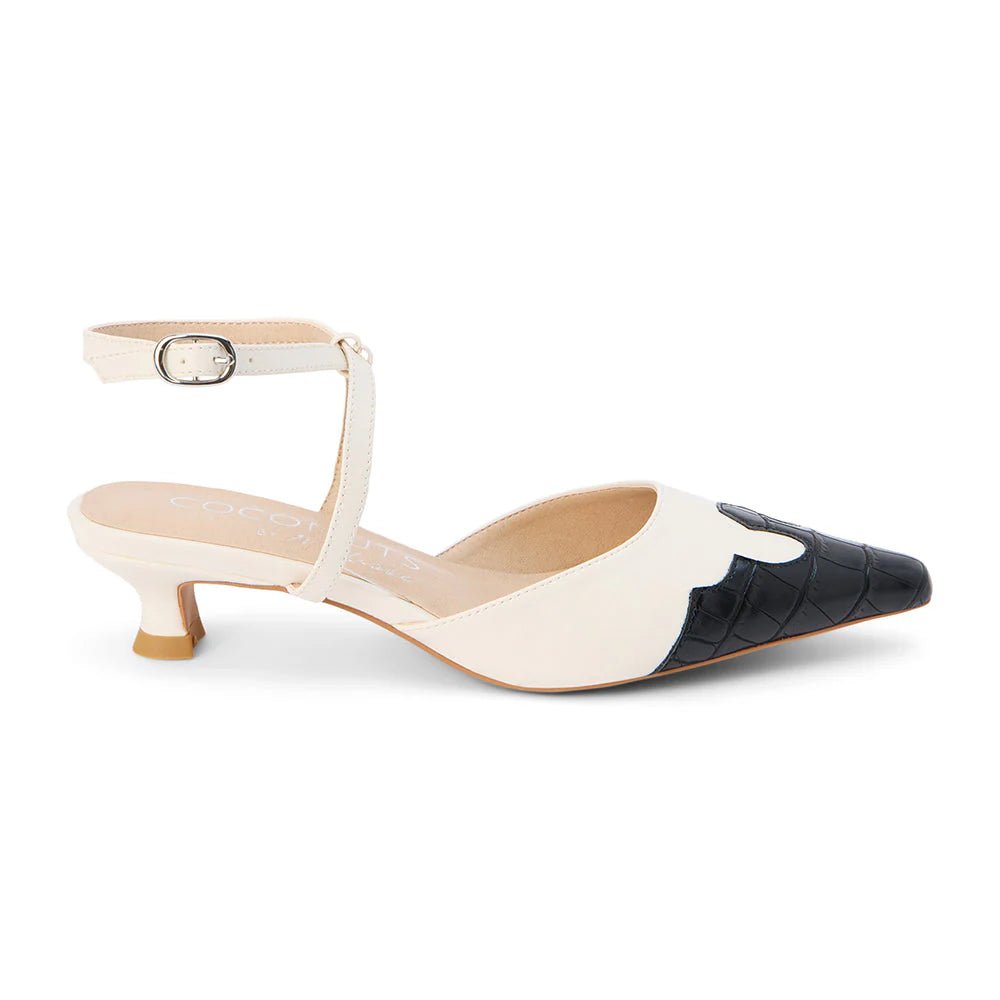 Matisse Florence Heeled White/Black Mule - Shoes - Heels - Matisse