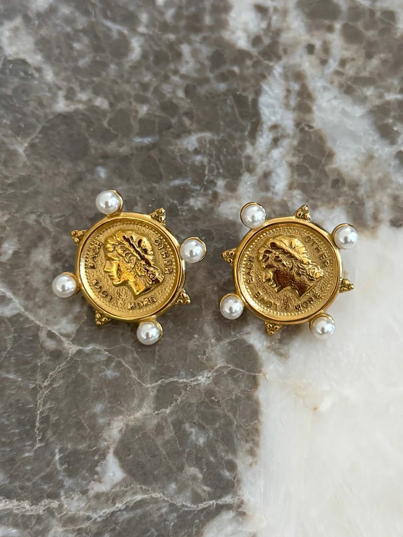 Pearl Gold Coin Earrings - Jewelry - Earrings - Chansutt Pearls