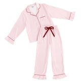 Pink Stripe Long Sleeve Ruffle PJ Set - Loungewear - Bella Sleep & Spa