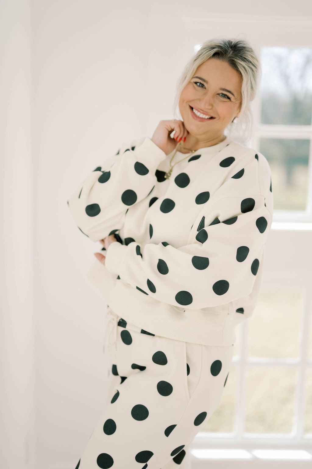 Polka Dot Black & White Matching Sweatshirt - Lola & Co. Boutique