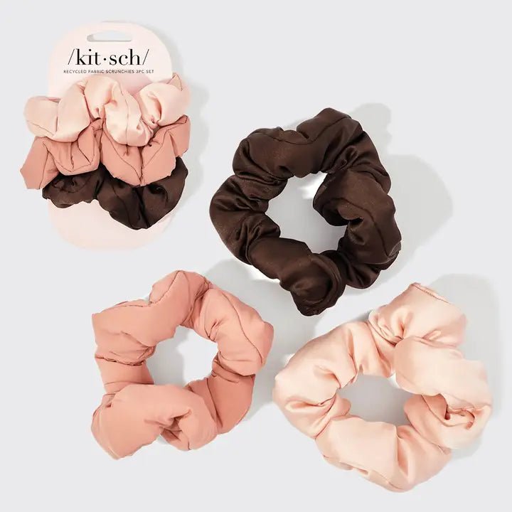 Recycled Fabric Cloud Scrunchies 3pc Set - Rosewood - Accessories - Hair - Kitsch