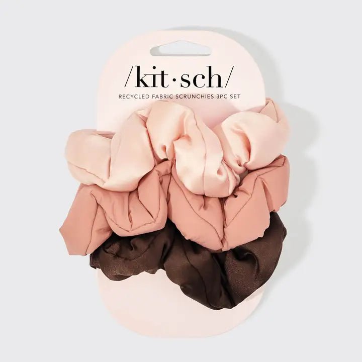 Recycled Fabric Cloud Scrunchies 3pc Set - Rosewood - Accessories - Hair - Kitsch