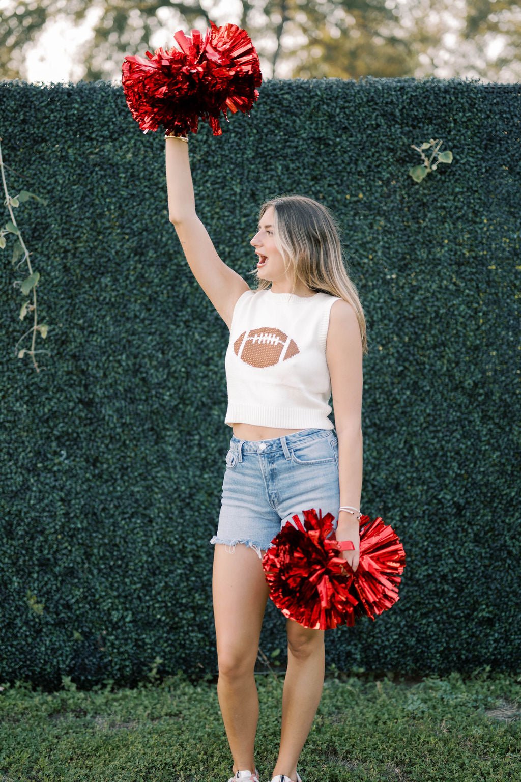 Rhinestone Football Game Day Ready Tank - Tops - Tanks - Needii