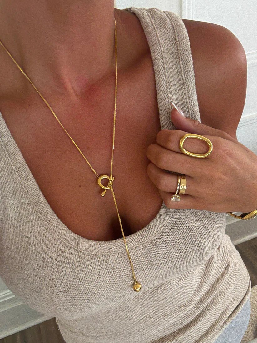 Sadie Gold Lariat Y Drop Necklace - Jewelry - Necklaces - Chansutt Pearls