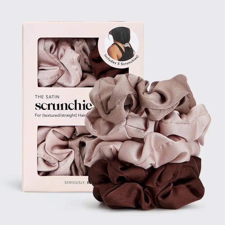 Satin Scrunchies 5pc - Cameo - Accessories - Hair - Kitsch