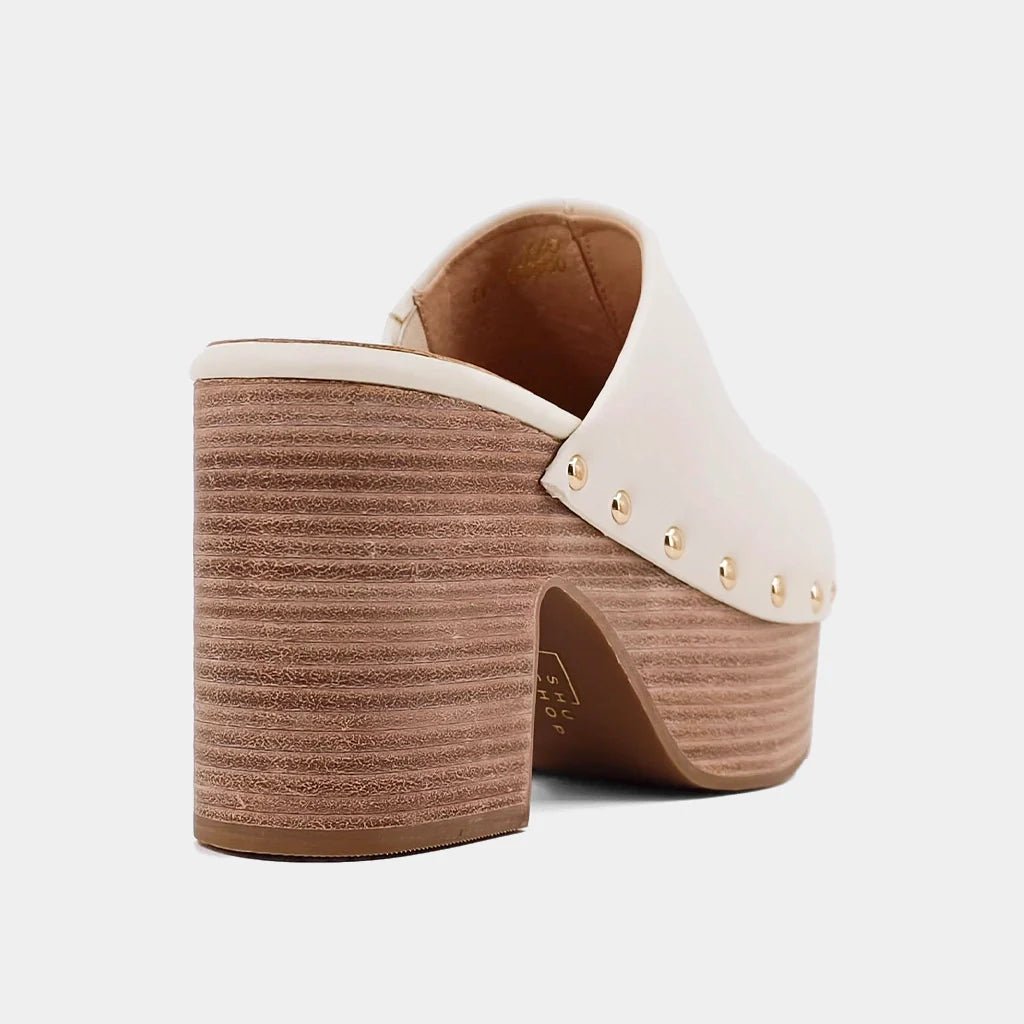 ShuShop Cream Gigi Heeled Clog - Shoes - Heels - ShuShop