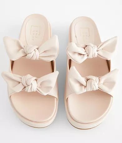 ShuShop Cream Kiki Bow Platform Sandal - Shoes - Sandals - ShuShop