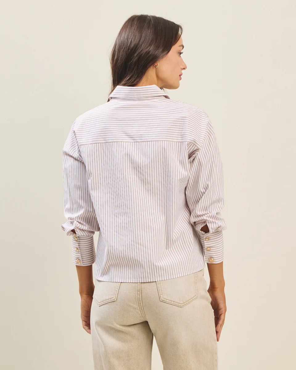 Soho Sunset Button Down Striped Top - Tops - Blouses - Able