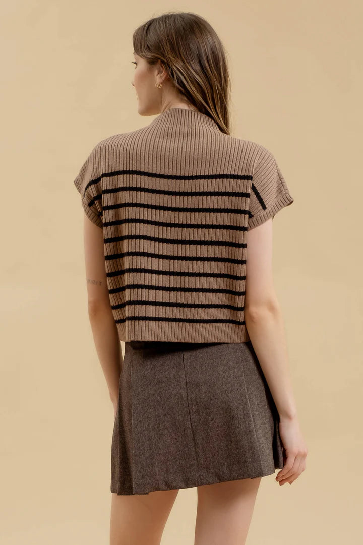 Striped-collar sweater dress: great for running around or hitting the road - rock it with some kicks!