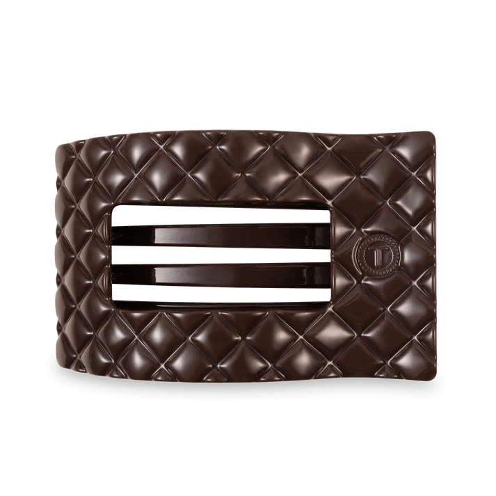 TELETIES - Truly Taupe Quilted Large Flat Rectangle Hair Clip - Accessories - Hair - Teleties