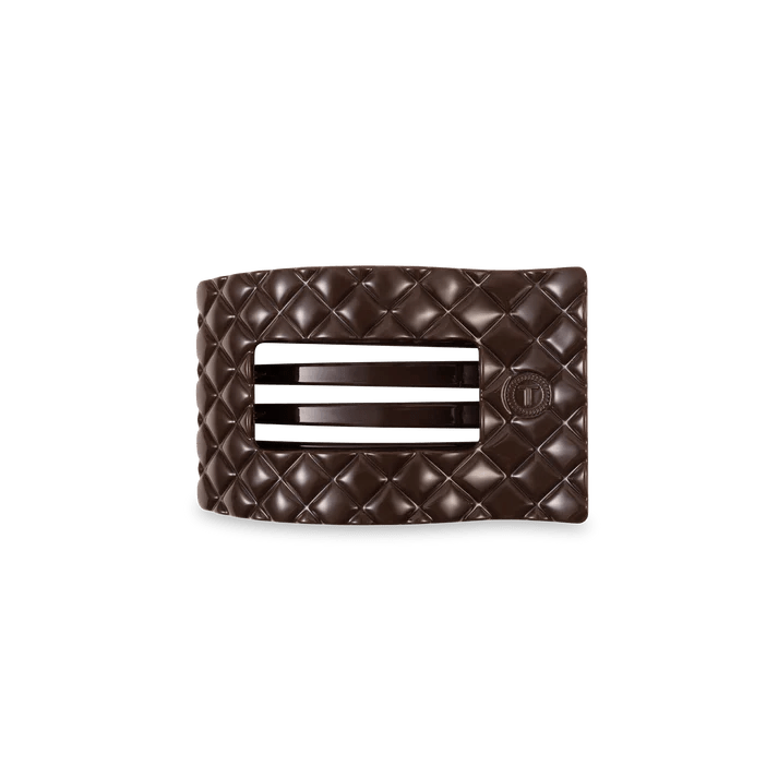 TELETIES - Truly Taupe Quilted Small Flat Rectangle Hair Clip - Accessories - Hair - Teleties