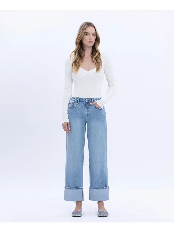 The Lou High Rise Medium Denim Jeans - Bottoms - Pants - Vervet - Flying Monkey