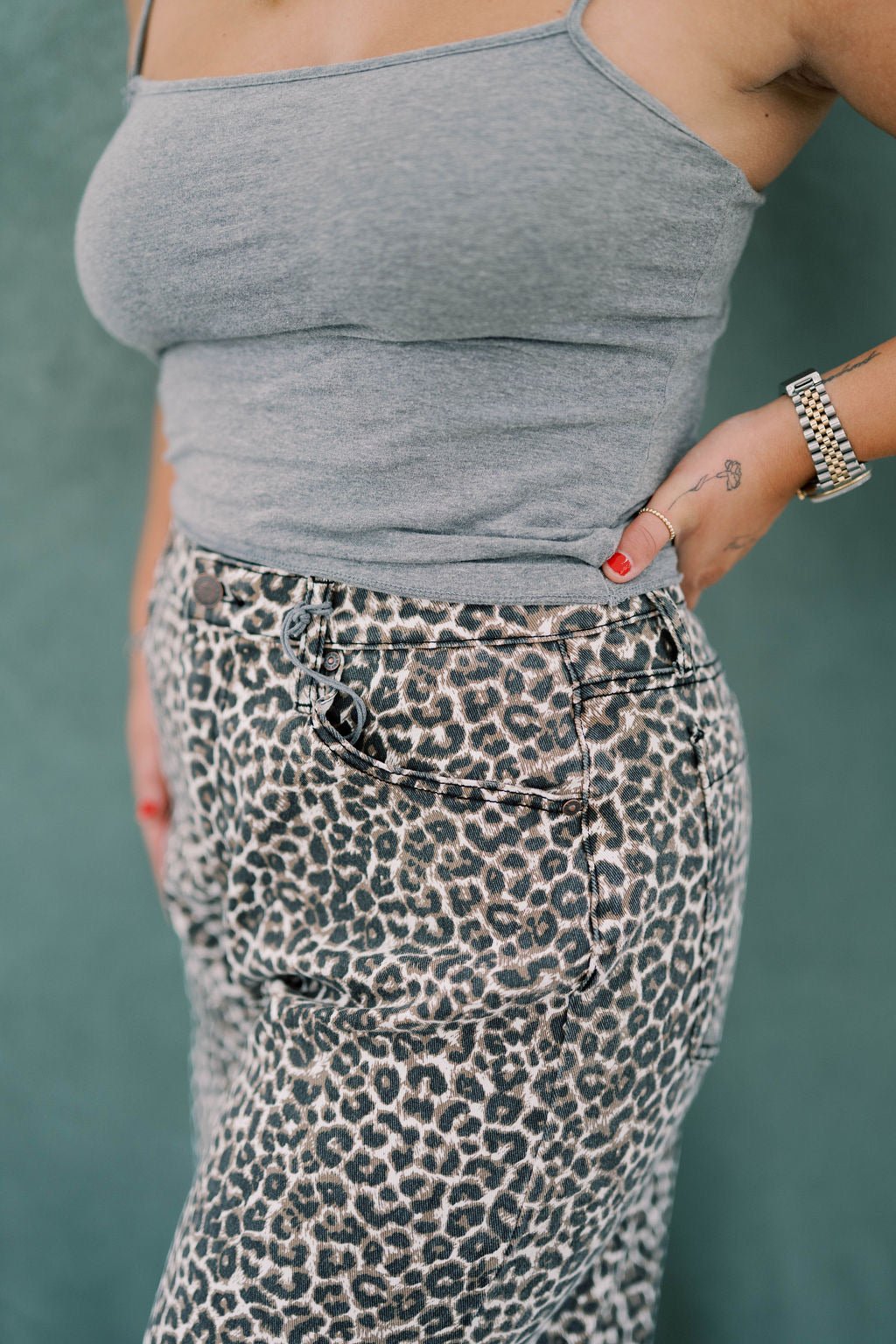The Super High Rise Wide Leg Leopard Jeans - Bottoms - Pants - Saige Denim