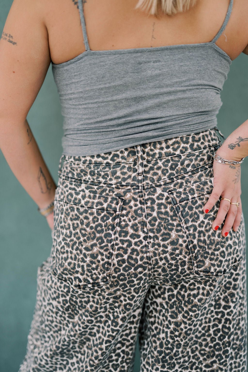 The Super High Rise Wide Leg Leopard Jeans - Bottoms - Pants - Saige Denim
