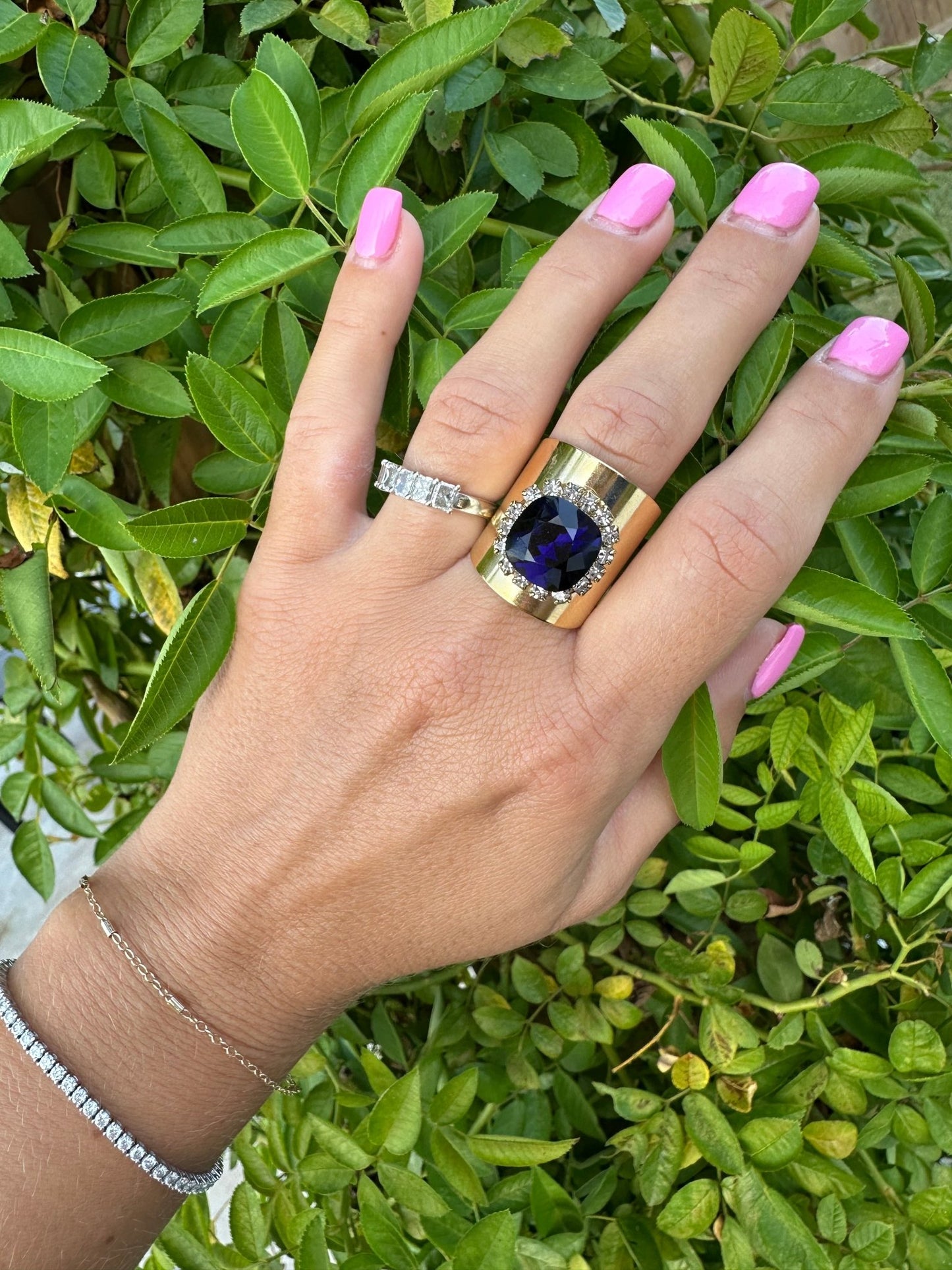 TOVA - Gold Sydney Blue Square Ring - Jewelry - Rings - Tova