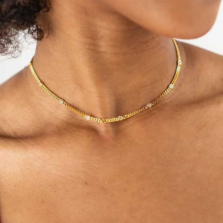 18K Gold Dainty CZ Choker - Jewelry - Necklaces - Brenda Grands Jewelry