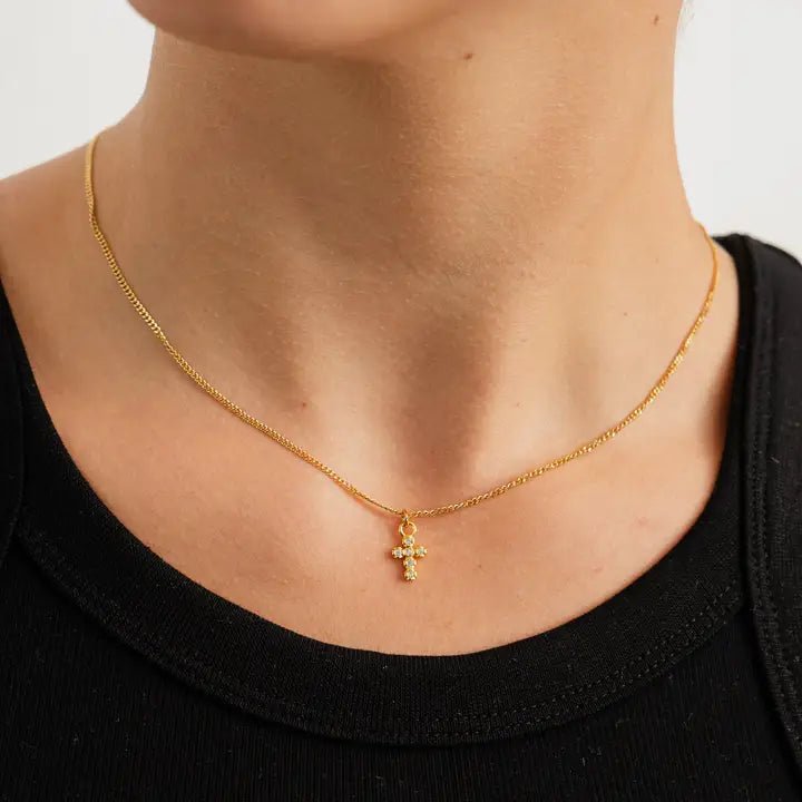 18K Gold Dainty Diamond Cross Pendant Necklace - Jewelry - Necklaces - Brenda Grands Jewelry