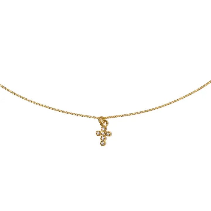 18K Gold Dainty Diamond Cross Pendant Necklace - Jewelry - Necklaces - Brenda Grands Jewelry