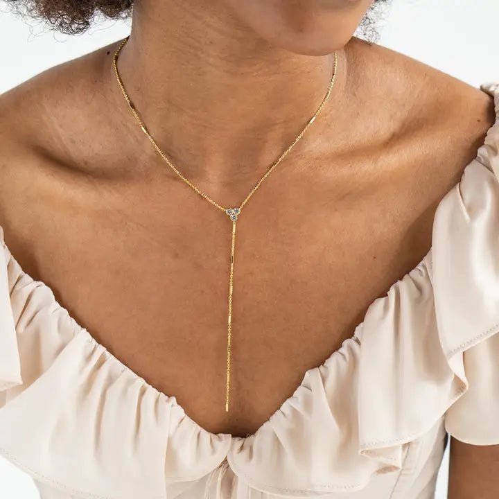 18K Gold Shiny Lariat Necklace - Jewelry - Necklaces - Brenda Grands Jewelry