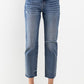 Everyone's Favorite Jeans. High rise straight jeans with distressed knee. Zipper front with button closure