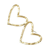 24K Gold Hammered Heart Studs - Jewelry - Earrings - Brenda Grands Jewelry