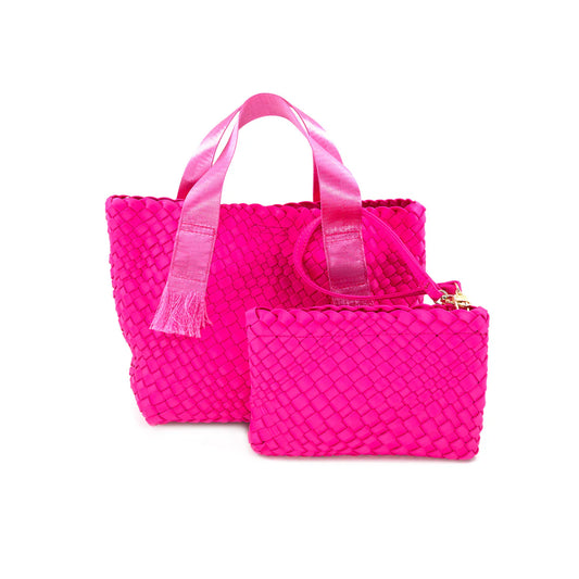 Woven Large Tote Fushia