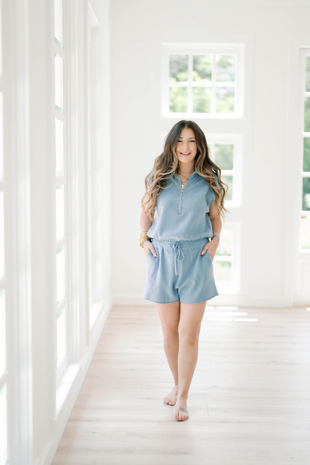You'll be catching more than just flights in this playful romper! Perfect for any adventure, this romper is the perfect combination of style and comfort. Don't miss your chance to catch this limited edition piece!