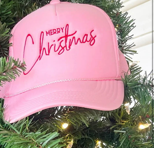 Pink Merry Christmas Cap