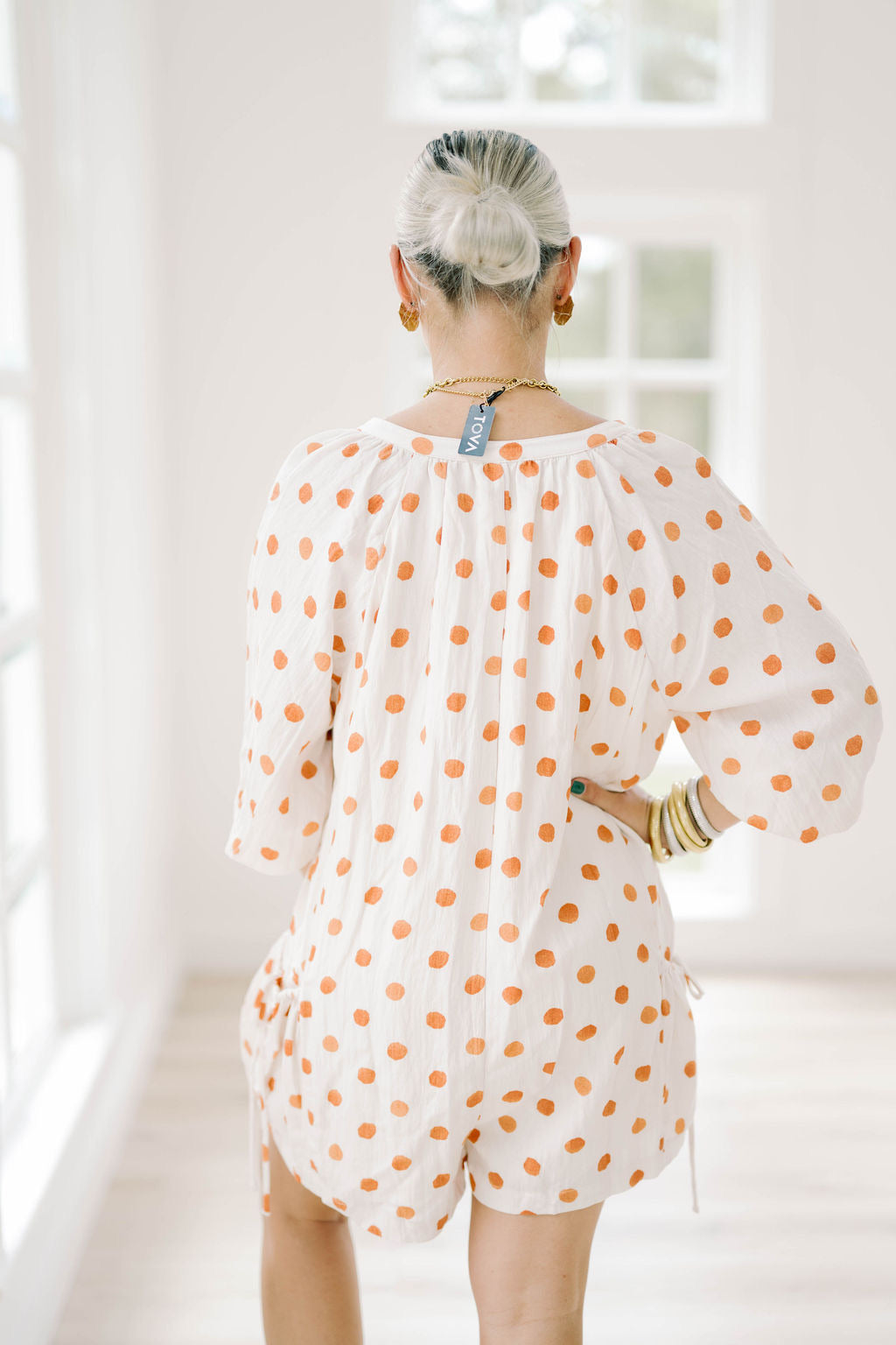 Getting Spooky Orange Polka Dot Romper