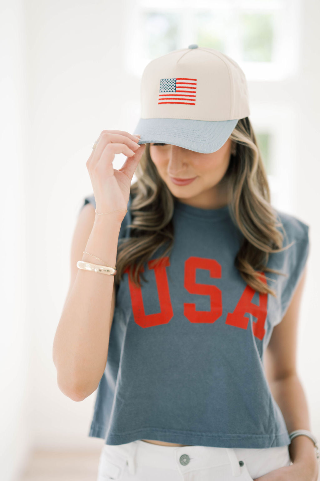 American Flag Canvas Hat